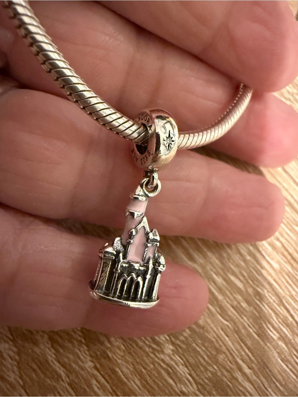 Sterling Silver Pink Enamel Castle Charm Pendant